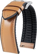 BINLUN Leather Watch Bands 14 mm – 22 mm Coated Soft Breathable Silicone Quick Release Elegant Hybrid Leather and Rubber Straps for Smartwatch 6 Colours for Men and Women, Rubber Faux Leather, No