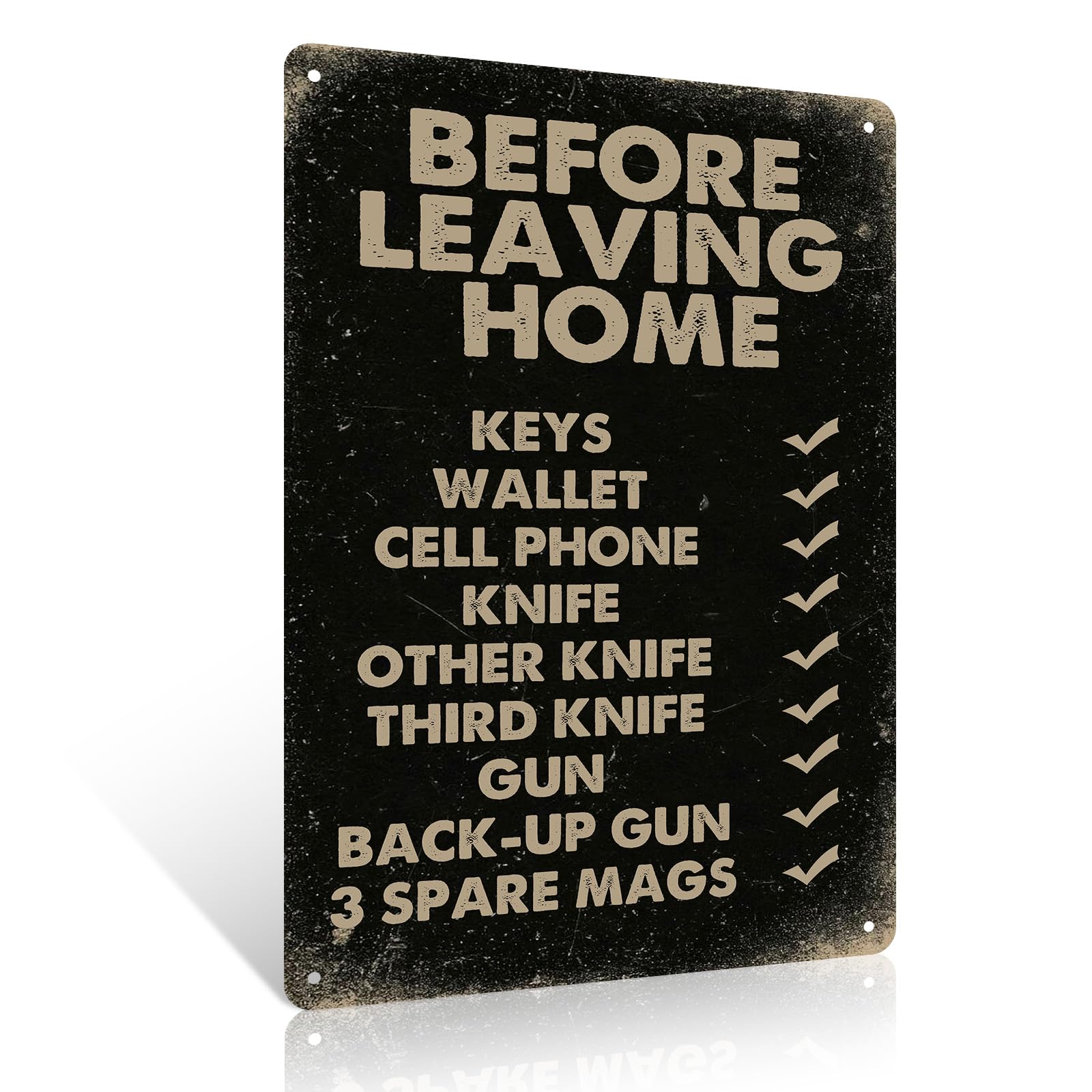 Before Leaving Home Checklist Metal Sign 8x12 inch Funny Vintage Tin Sign Wall Art Decor For Home Living Room Garage