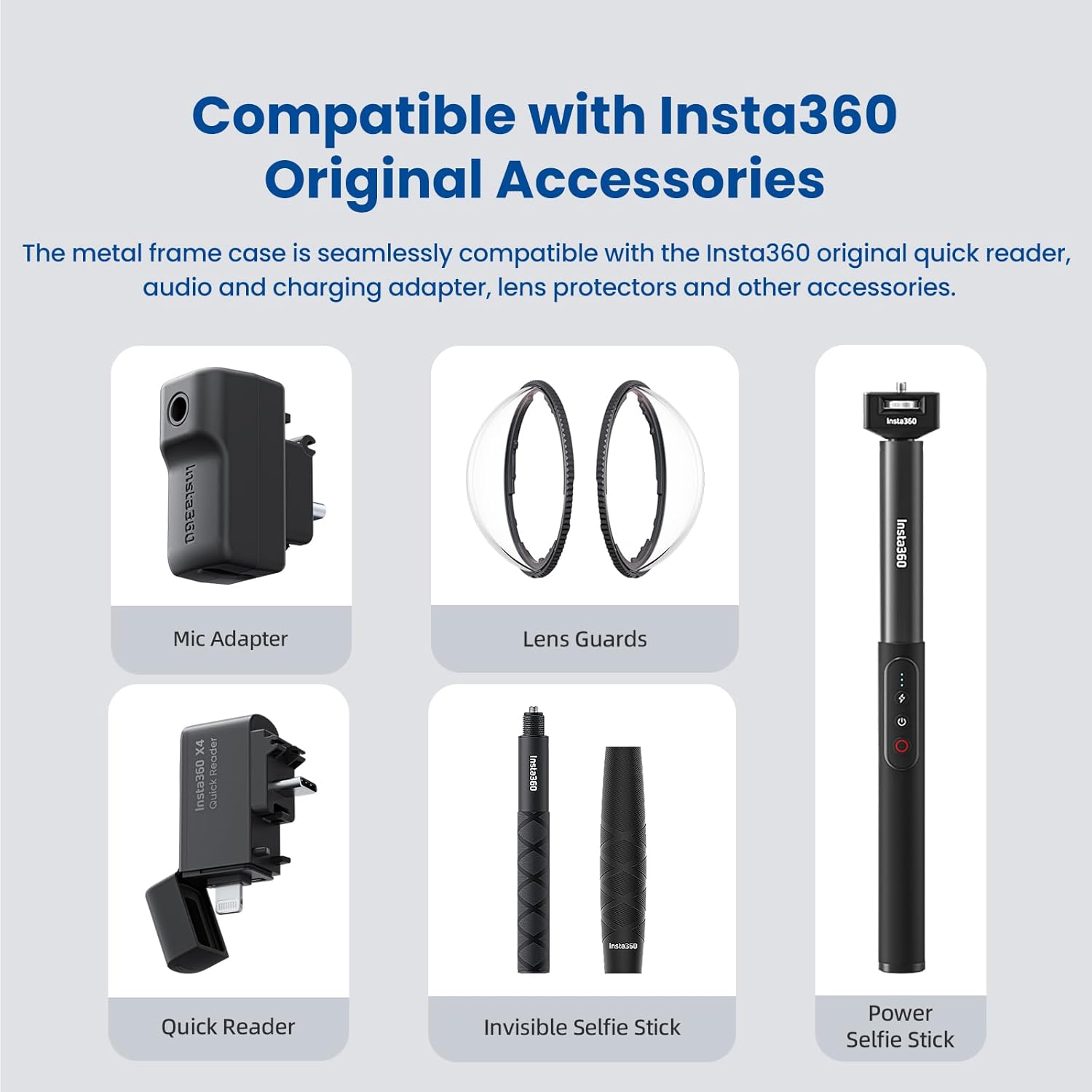 Adapter Compatible with Insta360 X4 Quick Release Metal Cage Utility Frame Cold Shoe Horizontal Case Mount/Magnetic Bracket, Black