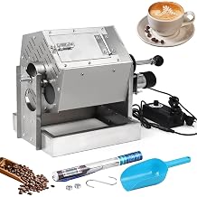 Coffee Roaster 3.4L Drum Type Coffee Bean Roaster with Thermometer, Adjustable Speeds Coffee Bean Baker Gas Burner, Stainless Steel Coffee Roaster for Home and Commercial Use