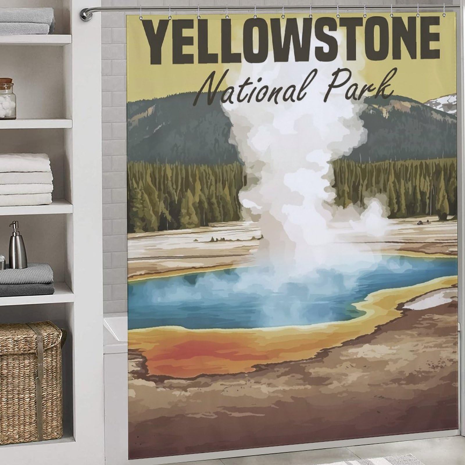 Rideau de douche imperméable et anti-moisissure Yellowstone