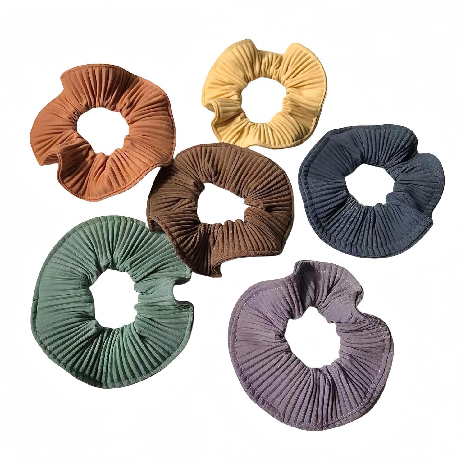 Bandas para el pelo, lazos de satén para el pelo, lazos de seda para el pelo, anillos para trenzas, 6 unidades de color sólido, banda para el pelo arrugada, banda de goma, diadema para el pelo