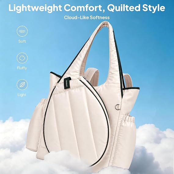 TOPEAST Tennis Bag for Women, Quilted Tennis Racket Backpack