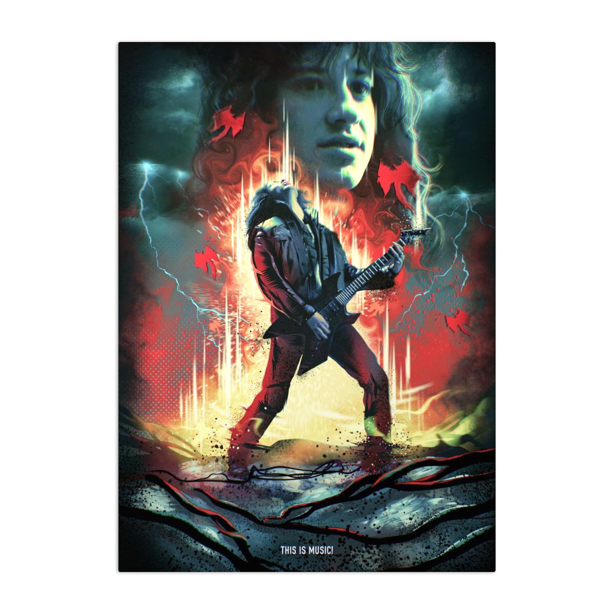 Displate Metallposter Stranger Things Series - Main Characters - Eddie Munson Plakat - Wandbilder Bilder Deko Schlafzimmer - Geschenk - Wanddeko Metall Poster 48 cm x 67.5