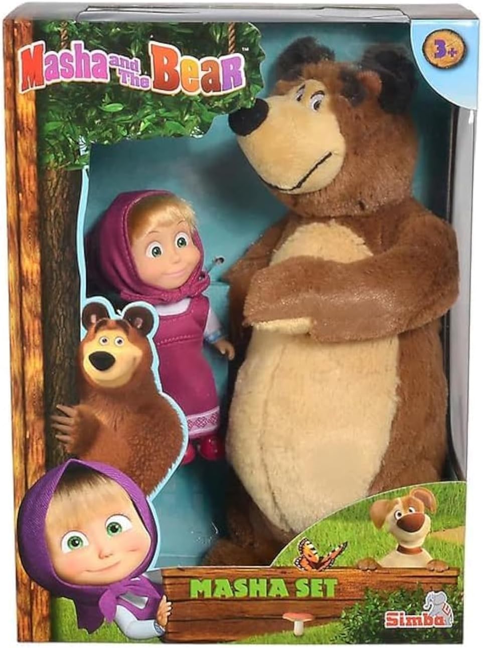 Masha & The Bear Play Set Set by Fratelli (12cm Masha Doll with 25cm Plush Bear Set)