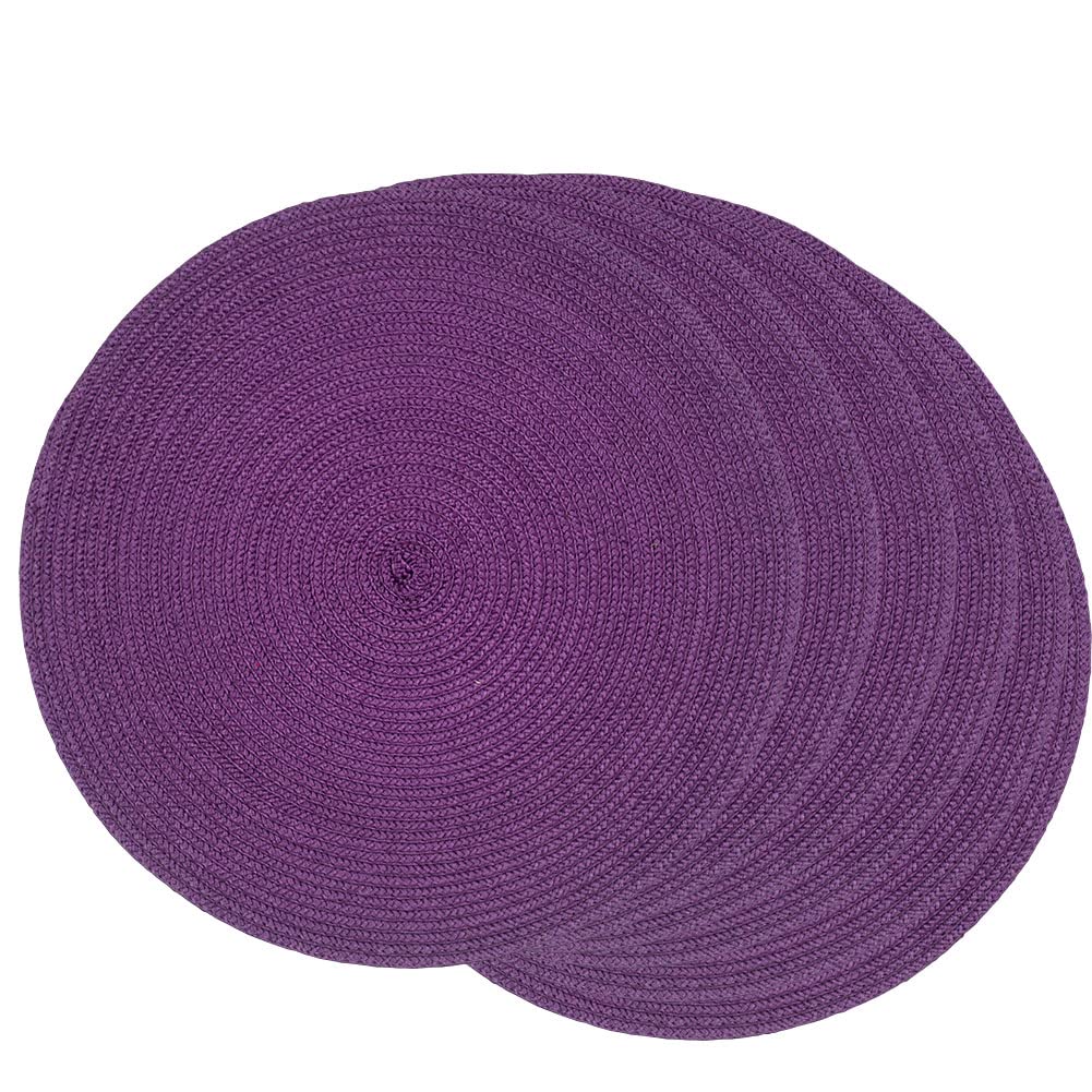 SCF2017 Round Woven Plastic Placemats 35cm Table Mats Set of 6, Purple