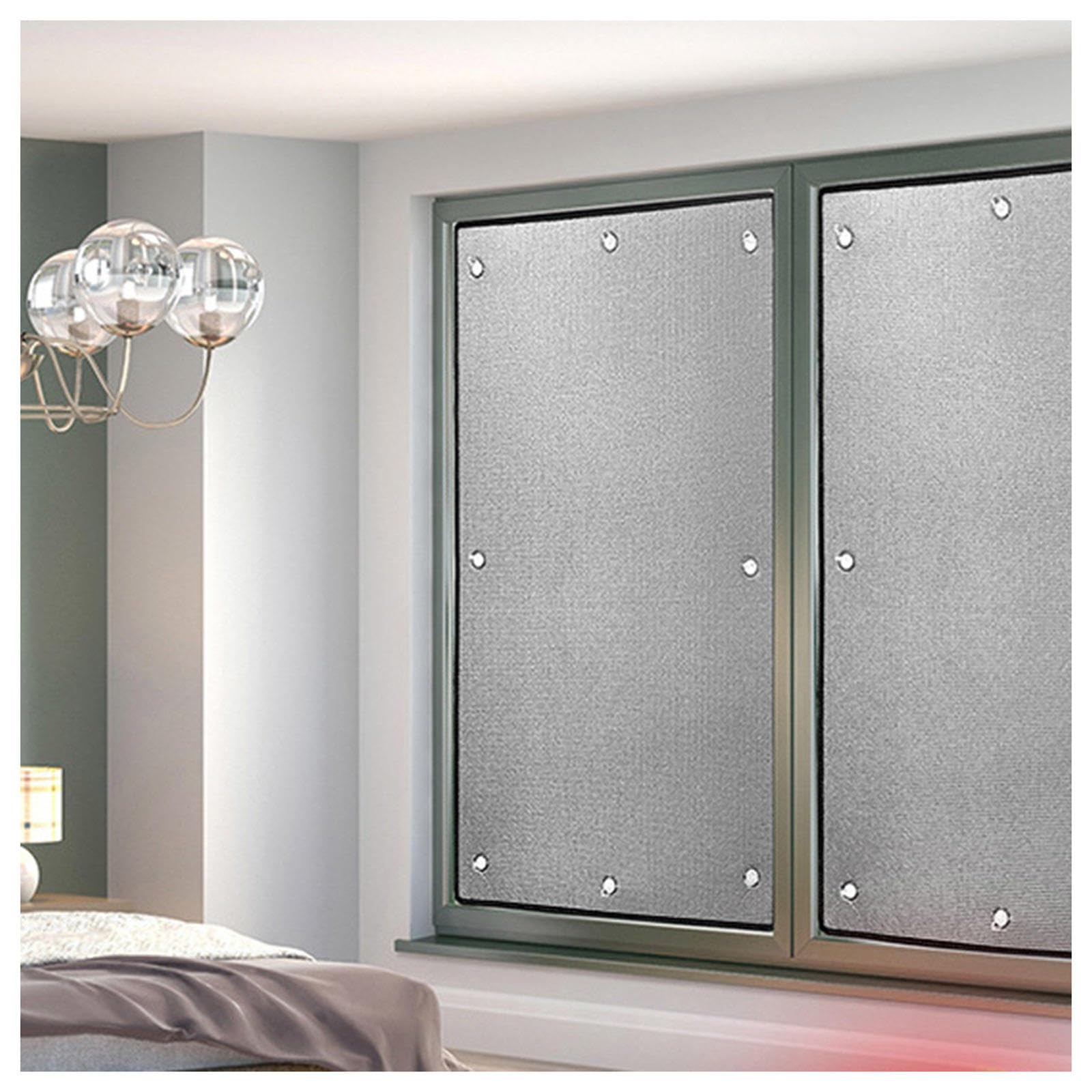 Pxzybd W×H Heat Reflective Window Films,8Mm Aluminium Foil Glass Insulation Film With Suction Cups,Sun Room Blackout Sun Blocker Privacy Window Stickers,Sun Protection Window Tint Film,-90 * 100Cm(35 * 39In)