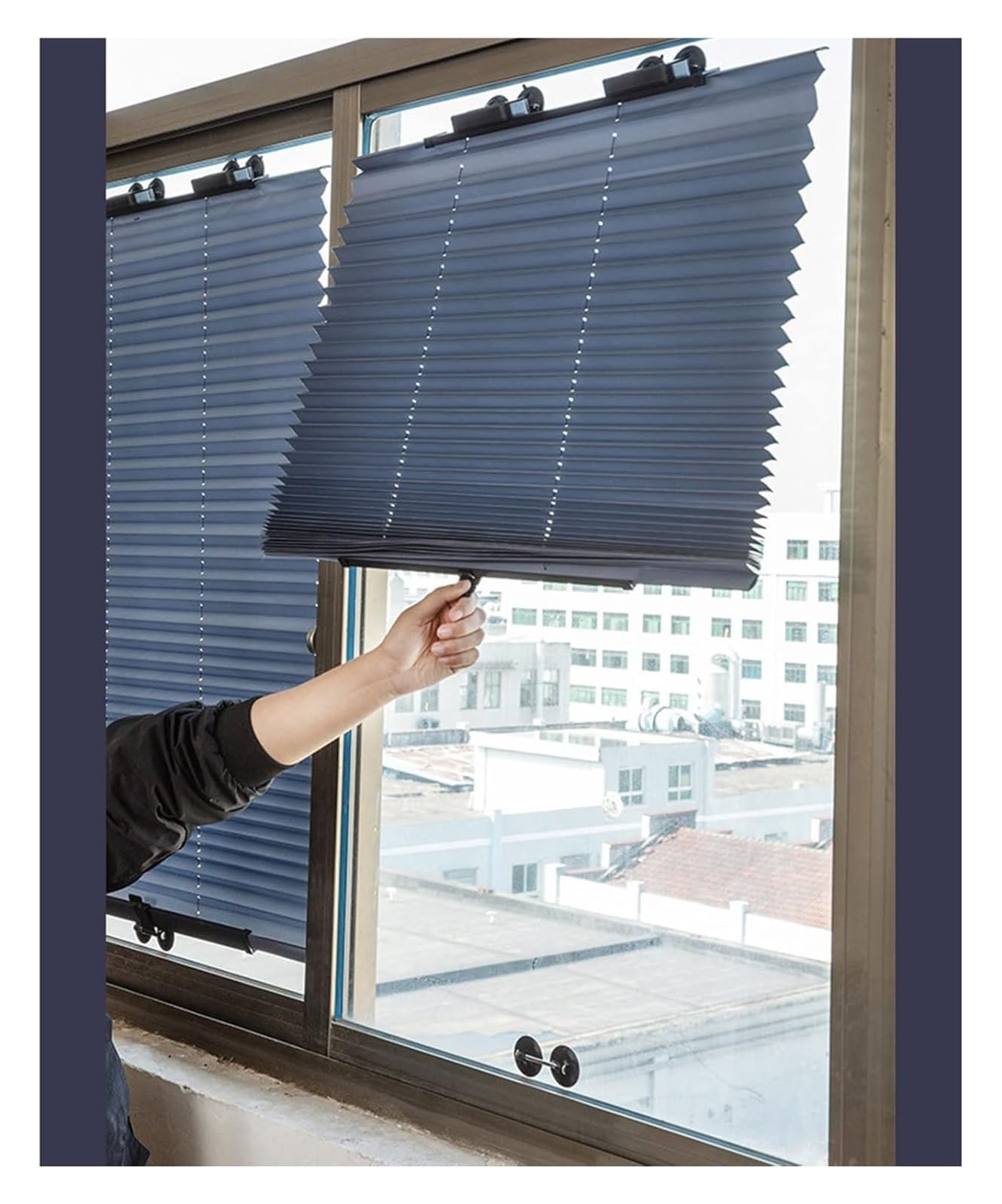 Wysuwana osłona przeciwsłoneczna na balkon, Sunshade Roll Up Blinds, Blackout Roller Shades Without Drilling(60x145cm/23.6 * 57in)