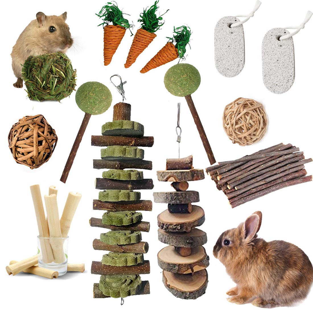 【ブランド】 kathson Bunny Chew Toys for Teeth Grinding Rabbit Wooden Scratch