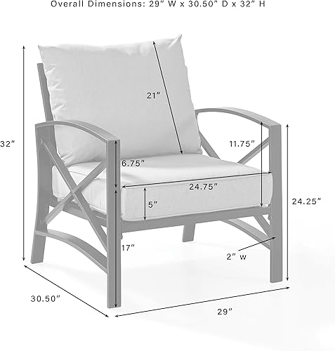 Vista 18 de Crosley Furniture Kaplan Silla de exterior, sillas de patio para conversación, porche, terraza, balcón, patio trasero, bronce aceitado con cojines