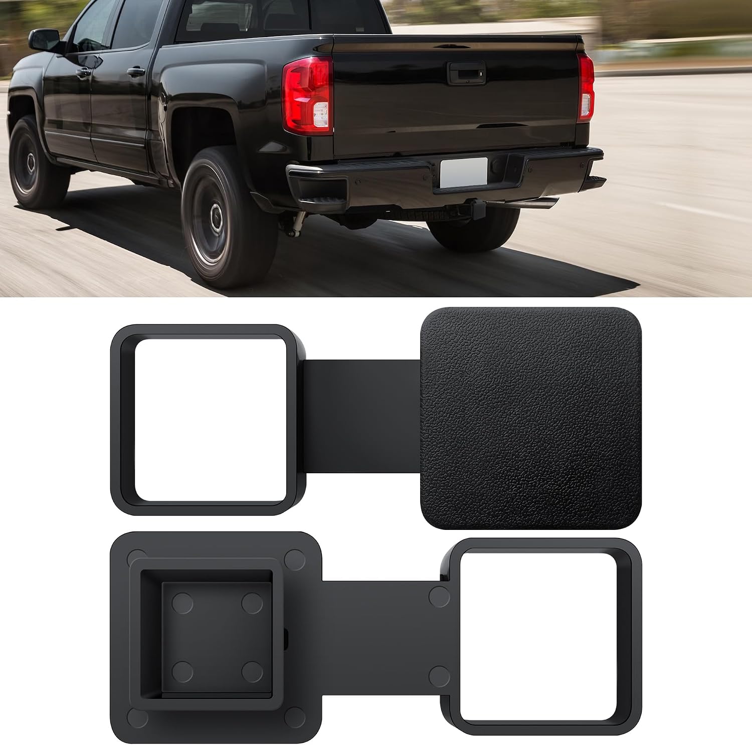 Trailer Hitch Cover for 2-Inch Receivers, Universal Fit Class 3/4/5, Non-Slip Rubber Tube Plug Cap, Exterior Car Accessories, Tool-Free Installation (Red)