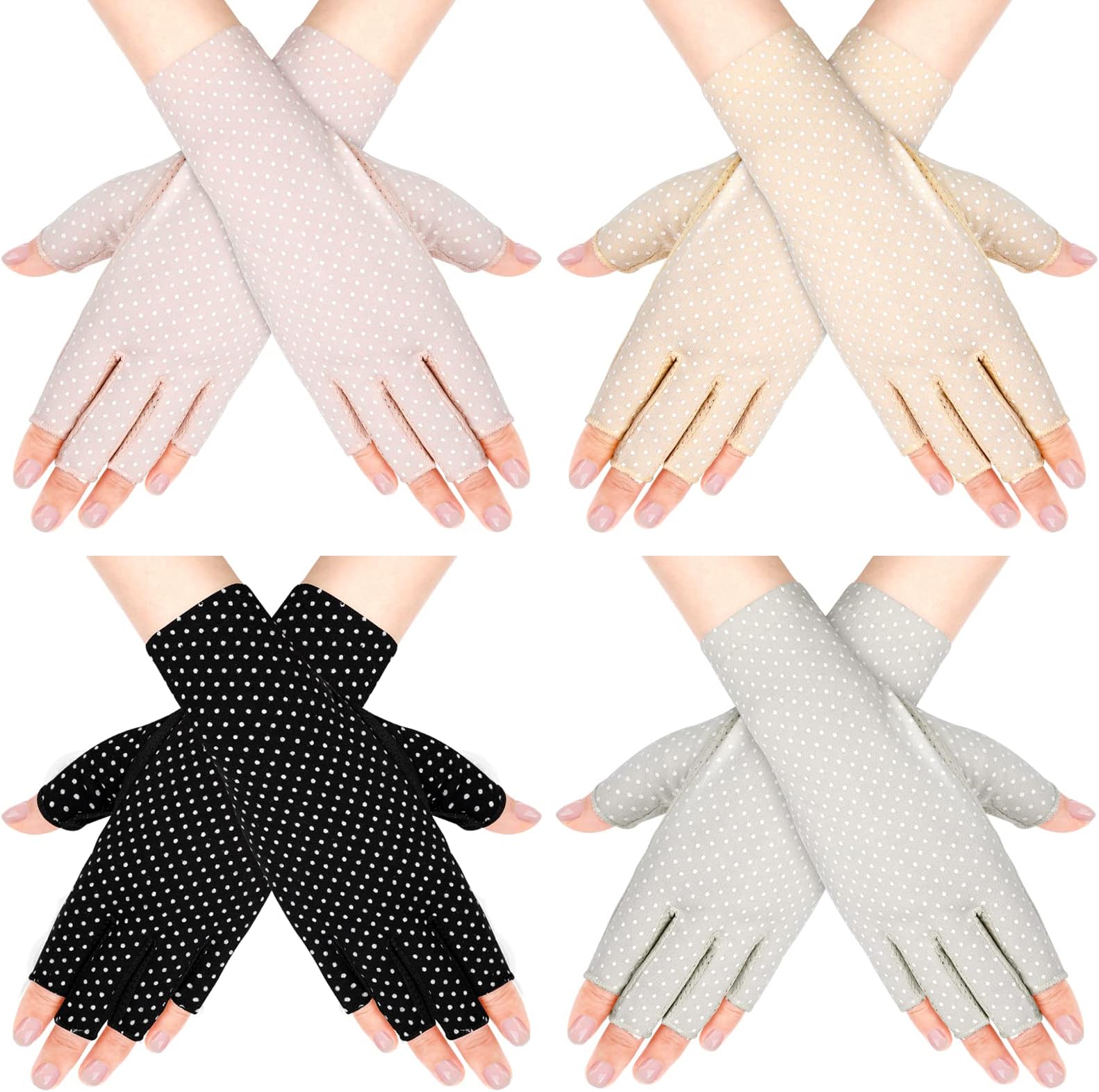 ONESING3-4 Pairs Sun Gloves for Women UV Protection Driving Gloves Non Slip Summer Sun Protection Gloves for Women Outdoor