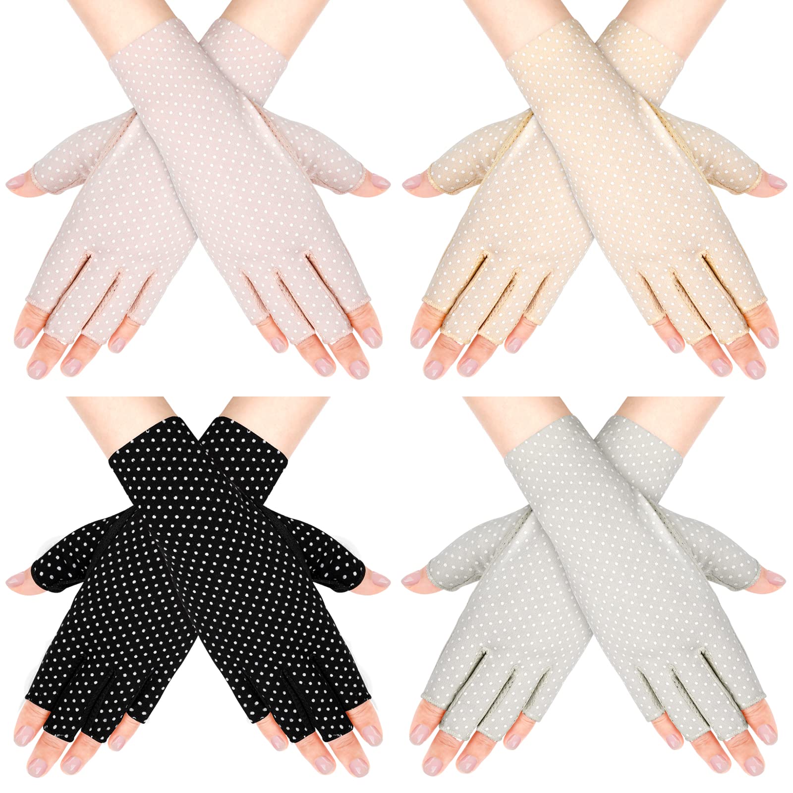 ONESING3-4 Pairs Sun Gloves for Women UV Protection Driving Gloves Non Slip Summer Sun Protection Gloves for Women Outdoor