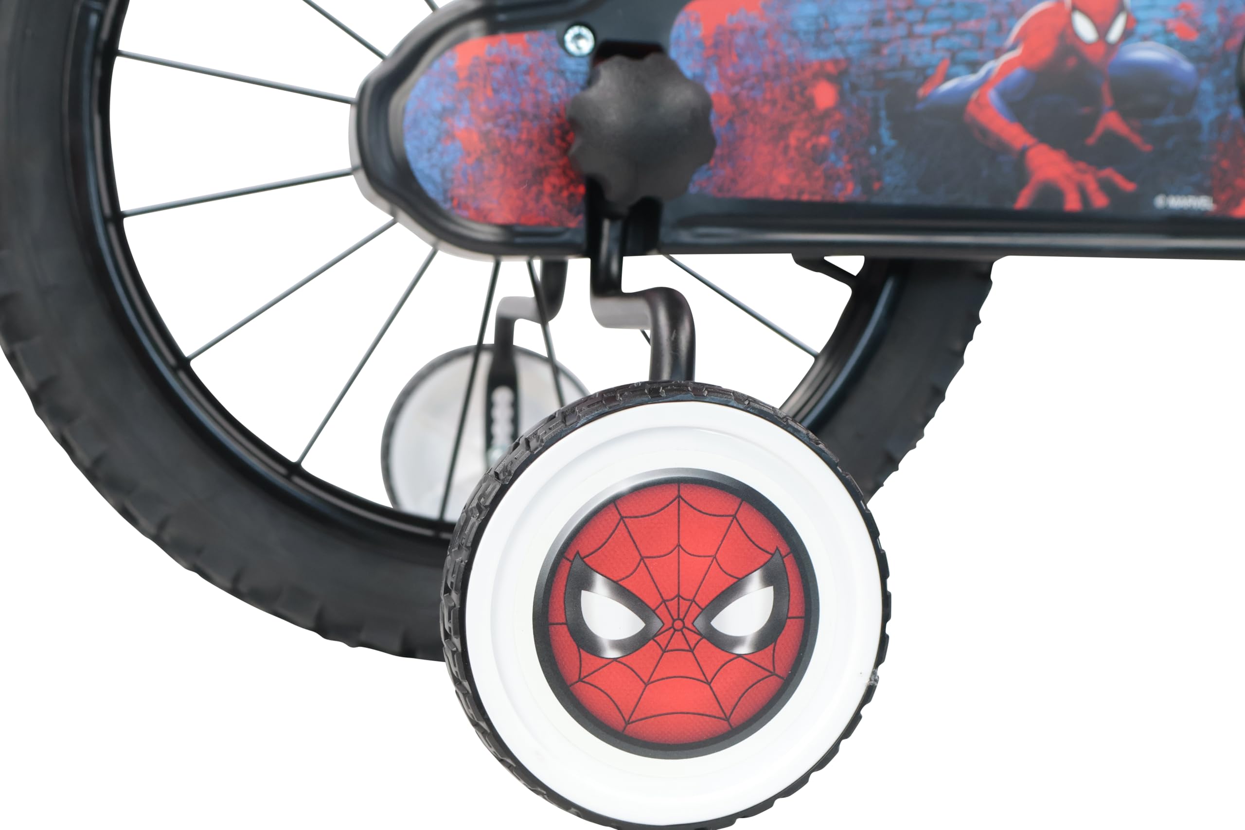 Denver Bike Bicicletta Bambino 16 Pollici Licensed Spiderman, 4-6 Anni, Rotelle Removibili, Freni Caliper Anteriore/Posteriore, Telaio Acciaio, Ruote Gonfiabili, Borraccia e Scudo