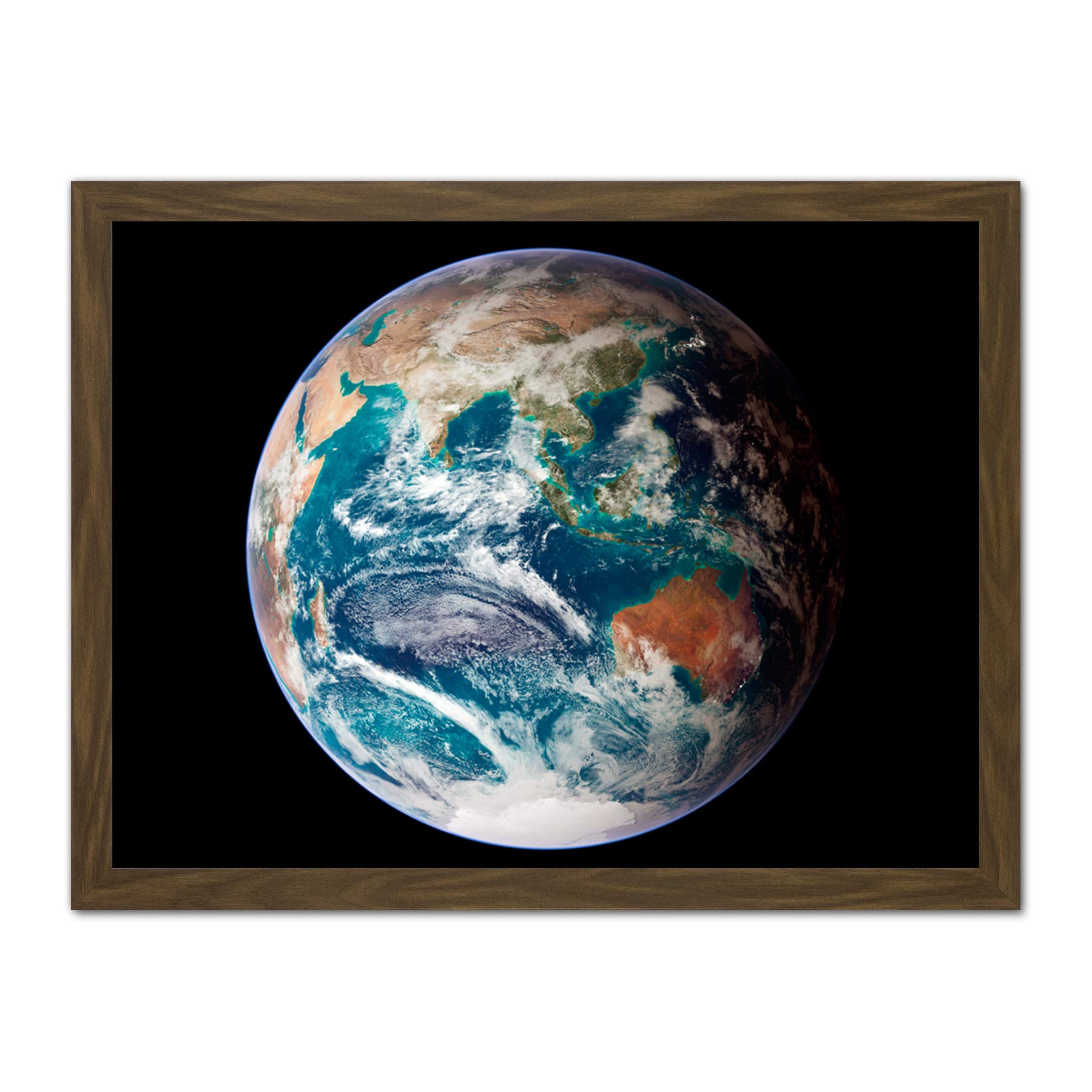 Artery8 Blue Marble Earth Eastern Hemisphere Photograph Artwork Framed Wall Art Print 18X24 Inch