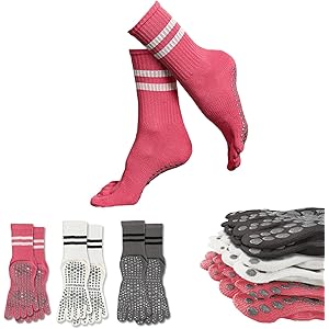 Calzini Antiscivolo 5 Dita Per Yoga E Pilates - 3 Paia, Cotone, EU 35-40 - Foto 10