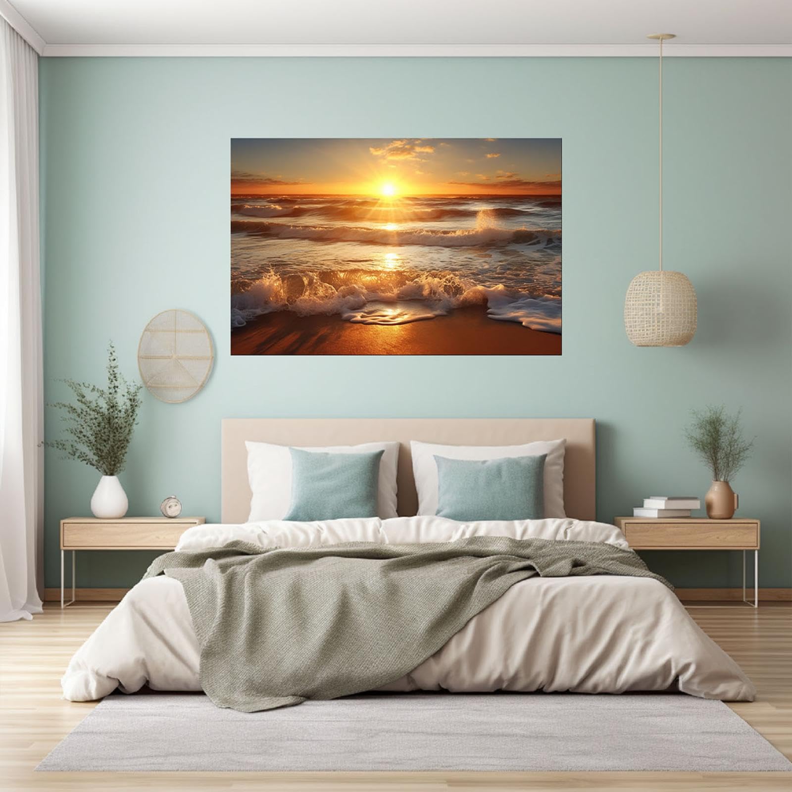 HOQIU Leinwand Bild 80x120cm - Glühende Steine Am Meer Wanddekoration