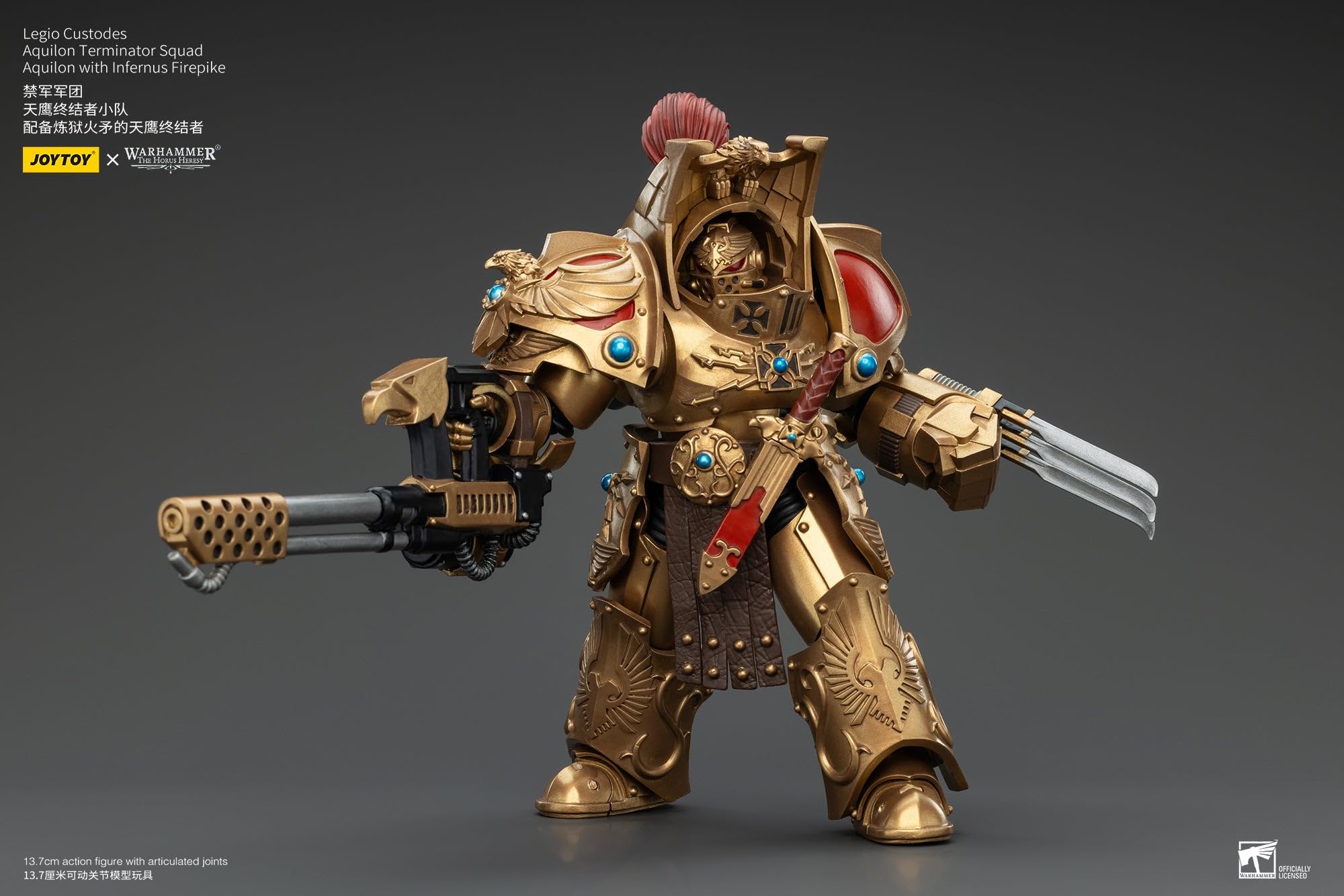 JoyToy Warhammer 40K Legio Custodes Aquilon Terminator Squad z Infernus Firespike figurka w skali 1:18