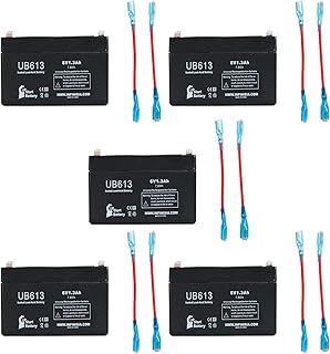 5 Pack Replacement for OHMEDA 3700 Battery - Replacement UB613 Universal Sealed Lead Acid Battery (6V, 1.3Ah, 1300mAh, F1 Terminal, AGM, SLA) - Includes 10 F1 to F2 Terminal Adapters