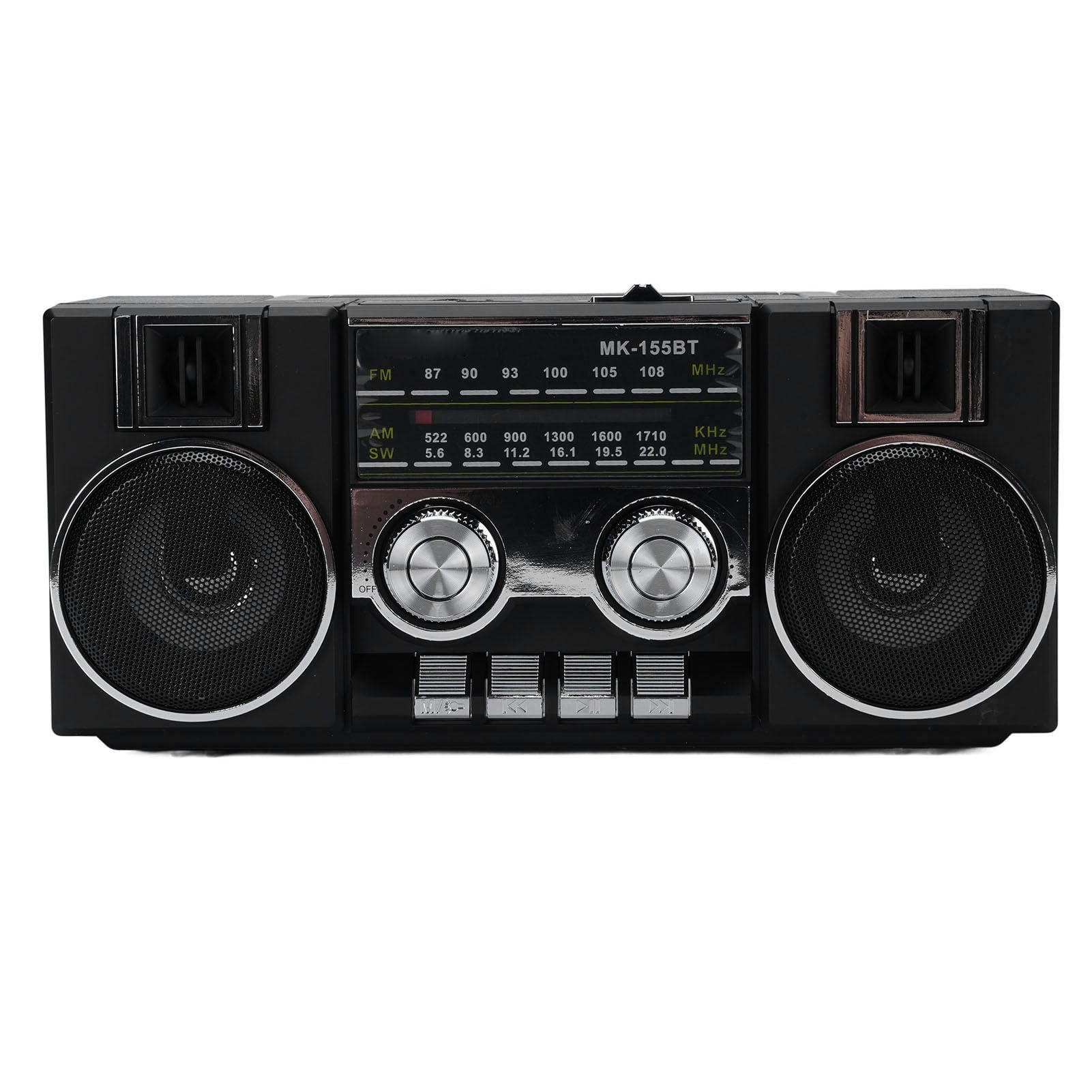 Portable FM AM SW Radio, 4 in 1 Full Band Radio with RGB Bluetooth Speaker, Clear Sound Quality, Dual 5W Drivers, Type C Charging, Lightweight for Garden Park Bathroom (Black)