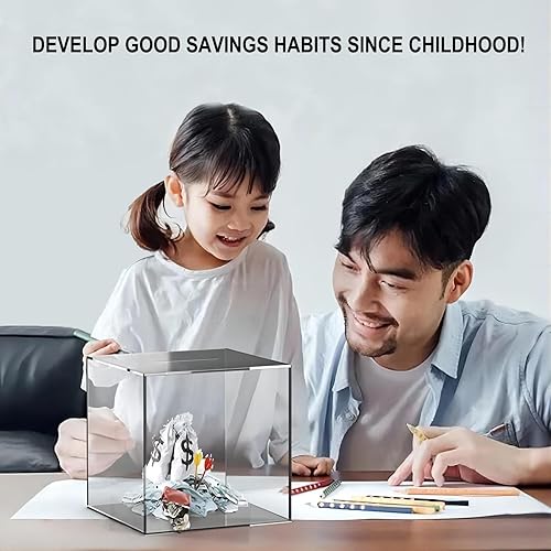 Miniatura 5 de Alcancía transparente para adultos que debe romperse para abrir, caja de dinero acrílica indispensable para niños que ahorran dinero en efectivo,