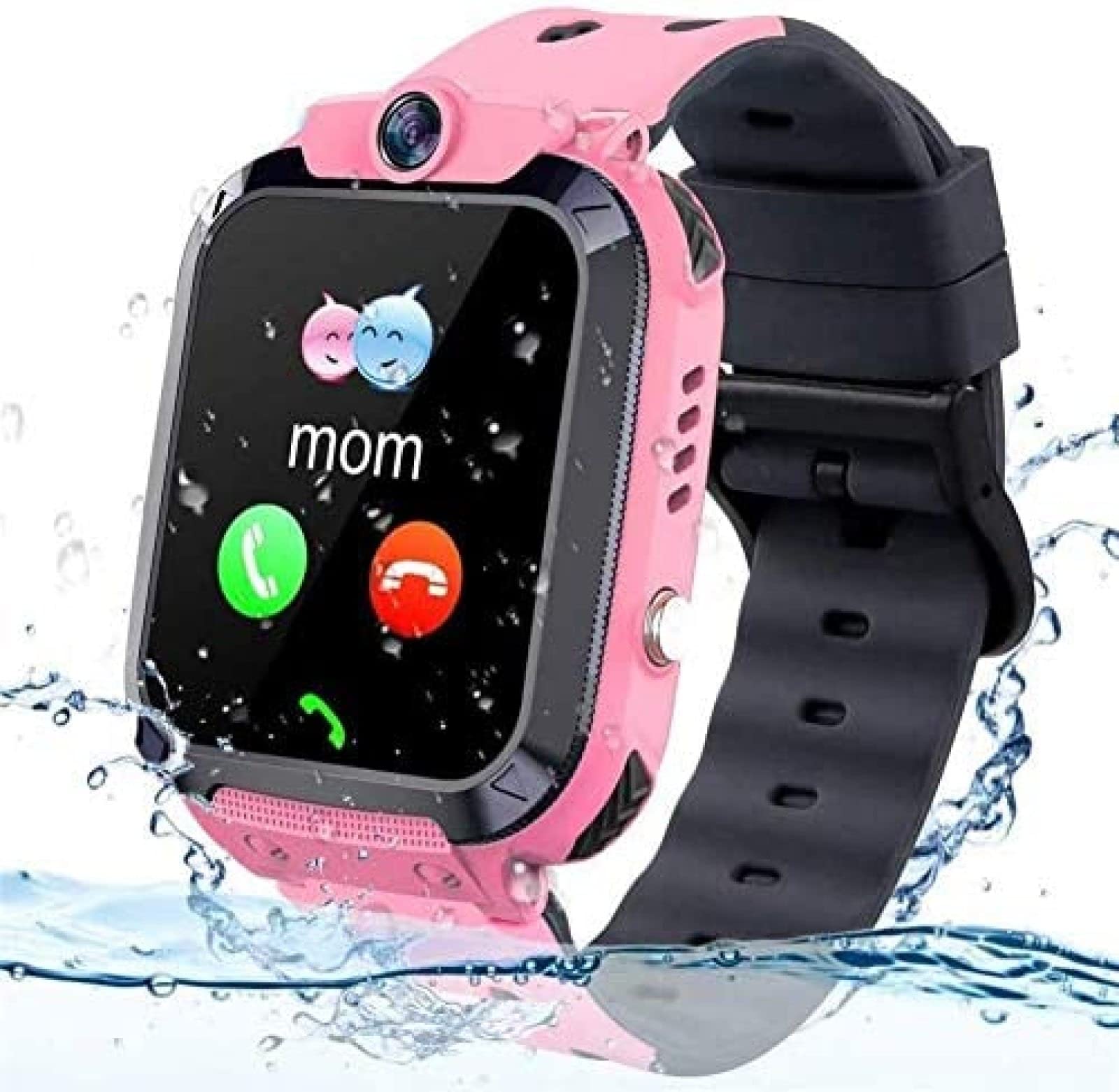 Zegarek Z Lokalizatorem GPS Dla Dzieci IP68 Wodoodporny Smartwatch Dla Dzieci Z Lokalizatorem GPS Telefon Budzik Kamera Do Gier Kompatybilny Z 2G T-Mobile Prezent Urodzinowy Dla Dzieci,Różowy,Plea