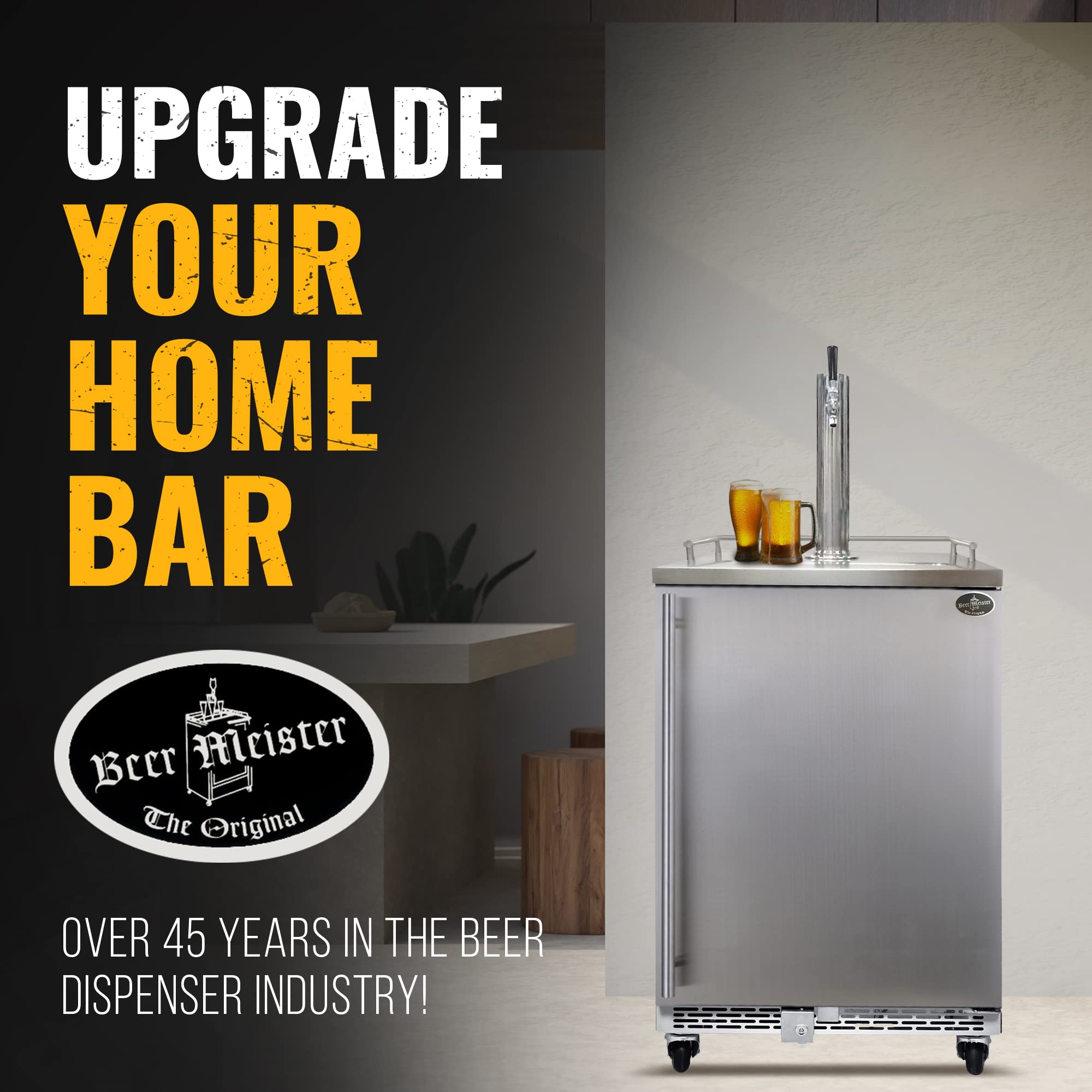 Beer Meister - Beer Kegerator Premium Series, Draft Beer Dispenser For Home Bar, Beer, Wine, & Bar Soda Dispenser System, Single Tower W/Stainless Door, 24.88 X 23.88 X 39.25 Inches on Fridge.com - View 6
