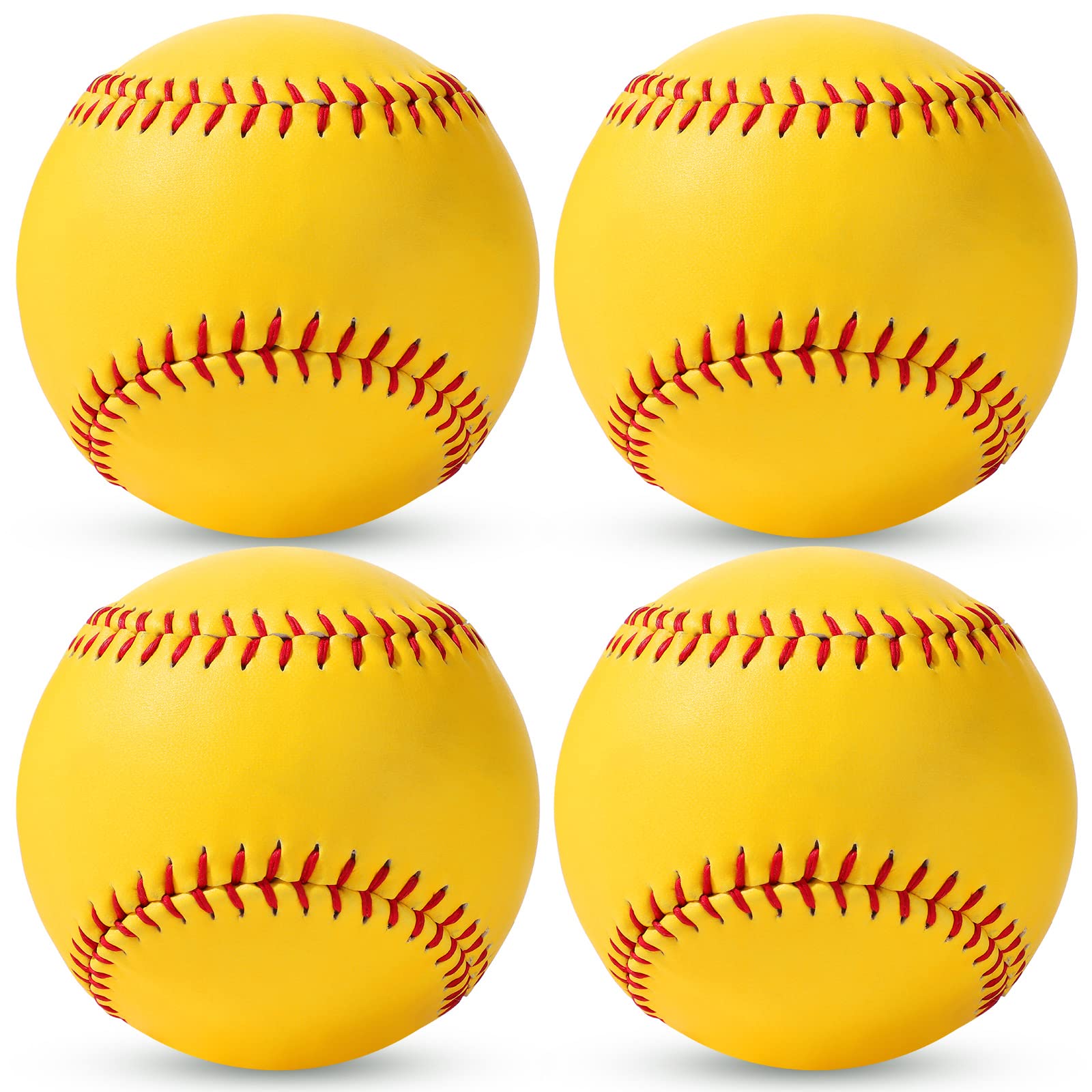 4 Pcs Glow in The Dark Baseball Lighting up 12 Inch Fastpitch Softballs Official Softballs Glowing Yellow Sports Balls Fluorescence Illuminates Baseball Gift for Boys Girls and Kids Home School Games