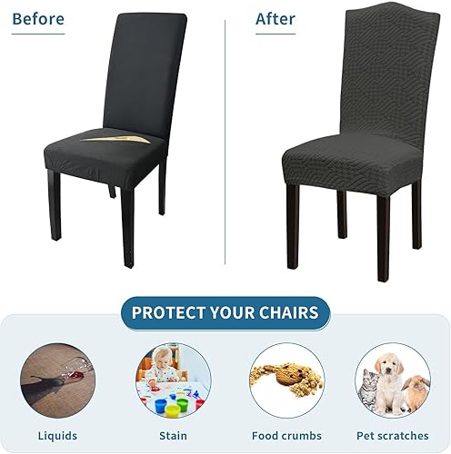 Miniatura 198 de Juego de 6 fundas elásticas para sillas de comedor, extraíbles y lavables, para sillas de comedor, hotel, ceremonia