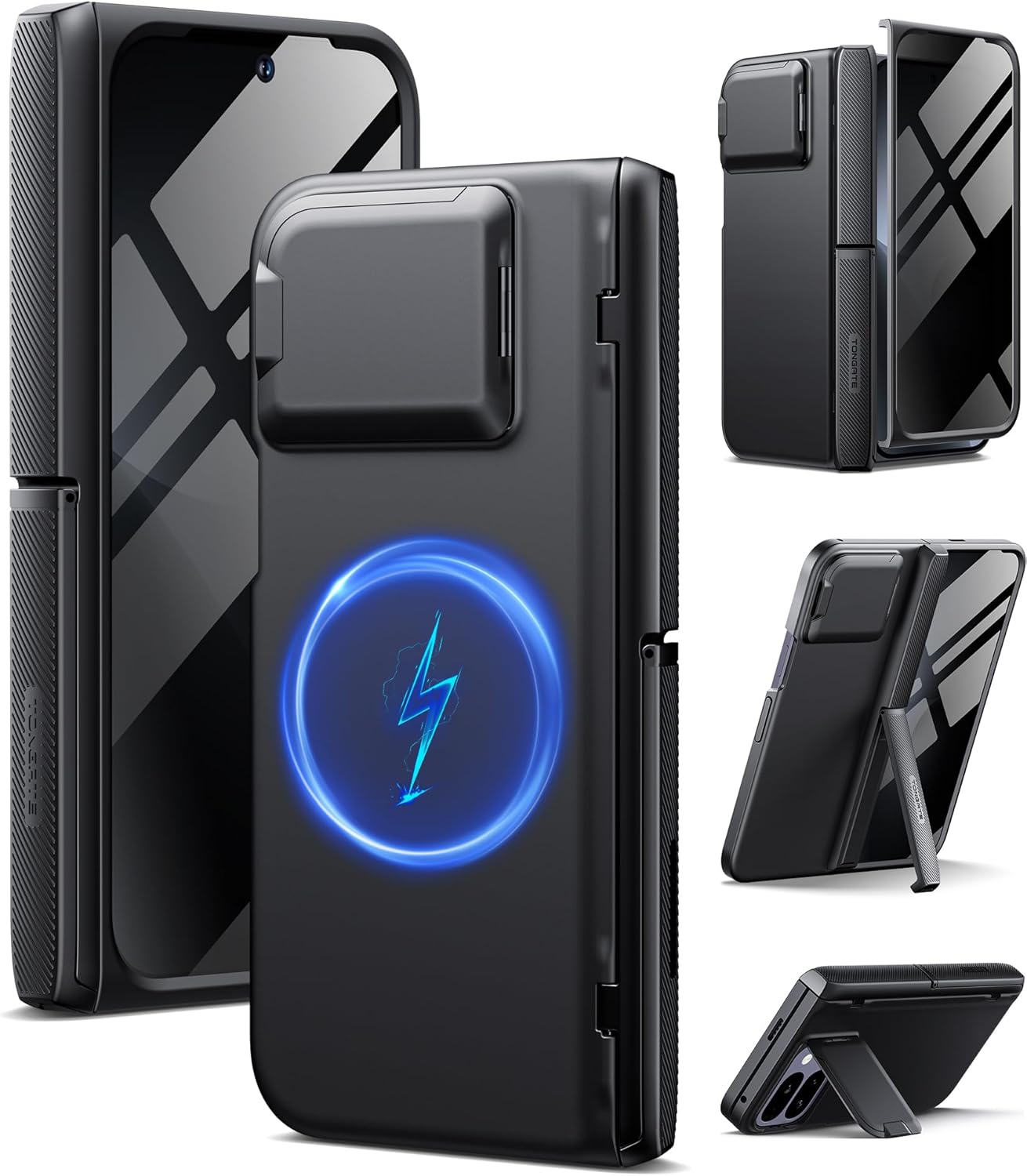 TONGATE Magnetic for Pixel 10 Pro Fold Case with Privacy Screen Protector, [Compatible with MagSafe] [with Camera Cover & Hinge Protection] Full-Body Rugged Stand Case for Google 10 Pro Fold, Black