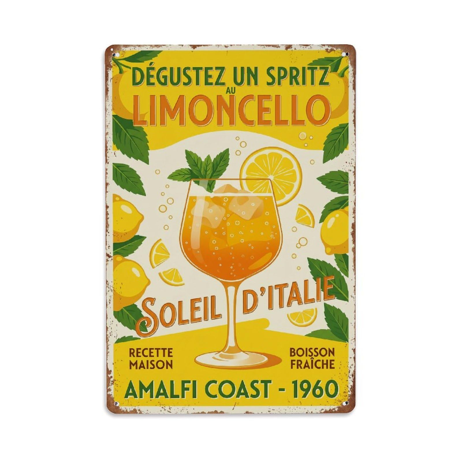 Limoncello Spritz Leisure Time Metal Tin Sign Plaque Wall Decor for Cafe, Club Bar, Office, Home Garden Metal Poster 8x12Inch