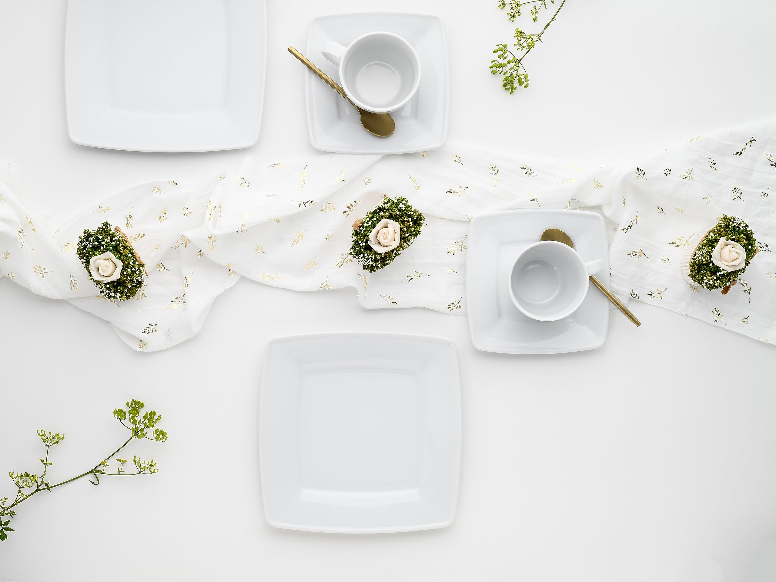 CreaTable, 12207, Serie Victoria weiss, 18-teiliges Geschirrset für 6 Personen, Kaffeeservice aus Porzellan, spülmaschinen- und mikrowellengeeignet, Made in Europe