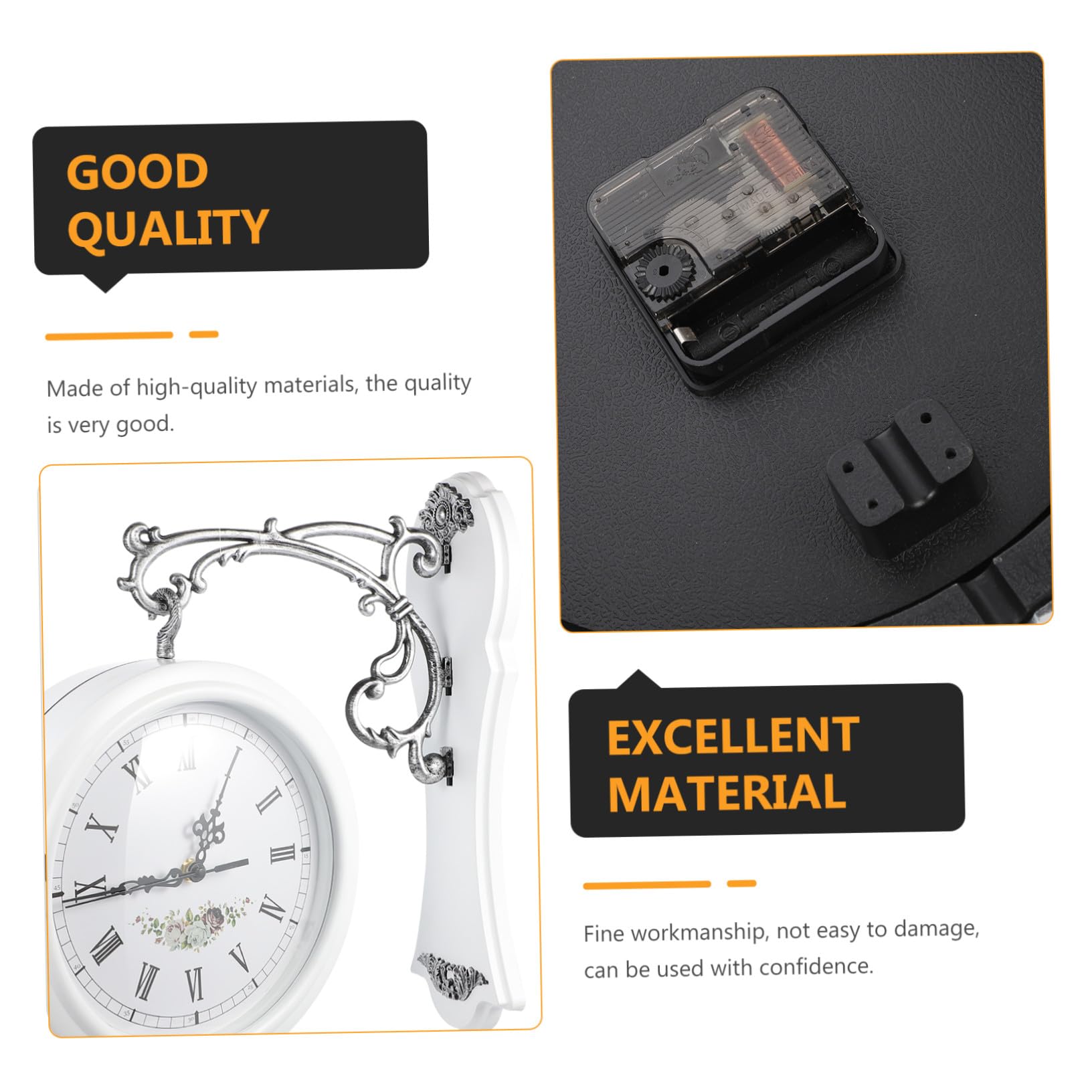 Orologio da Parete e Vetro Trasparente Stile Retrò Bianco Bifacciale Numeri Grandi Orologio Creativo per Ufficio e Sala Riunioni