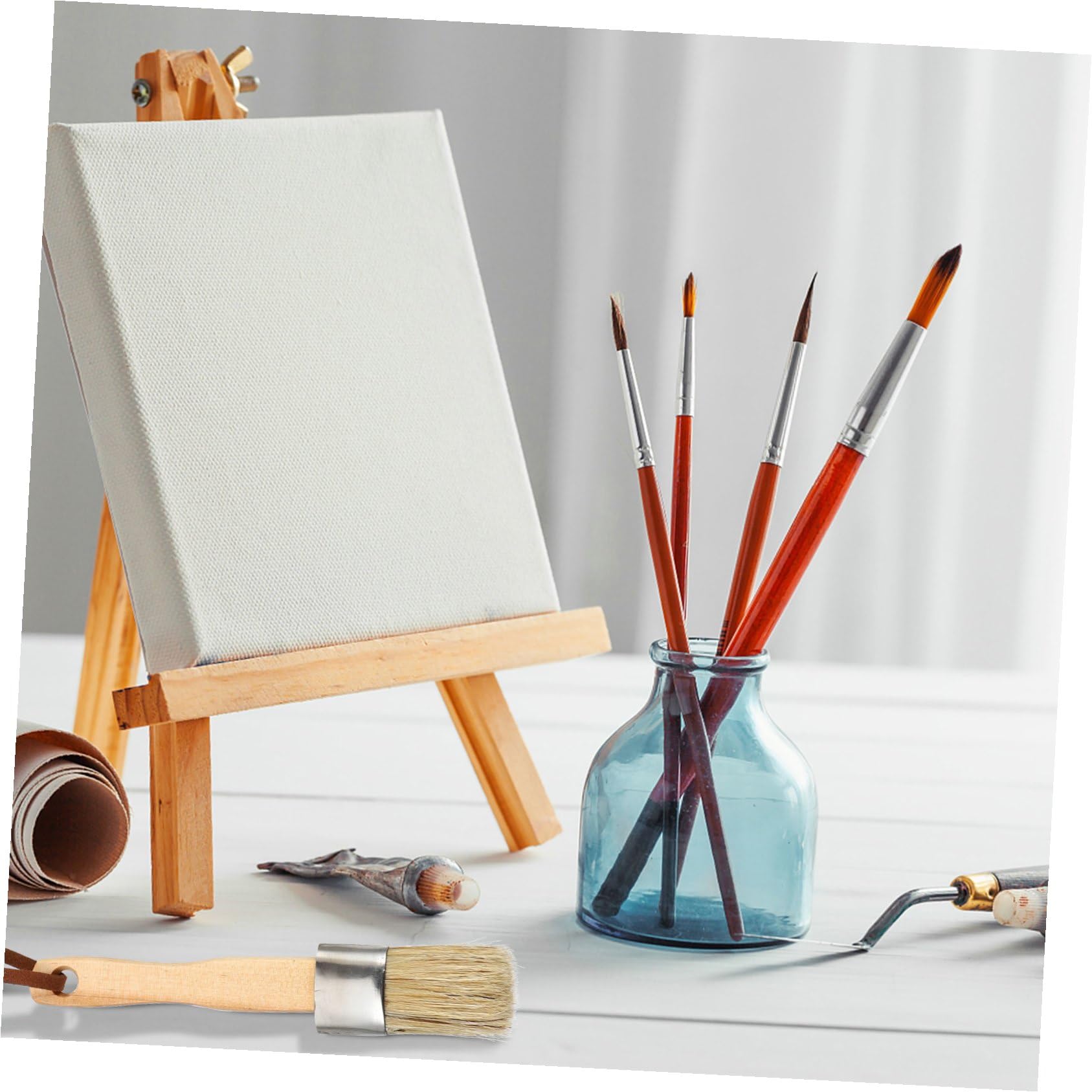 Healifty Set de Pinceaux Ronds Outil Robuste Lot de 5 et Manches en Bois Poils de Sanglier pour Peinture à l'huile Décoration Intérieure et Meubles