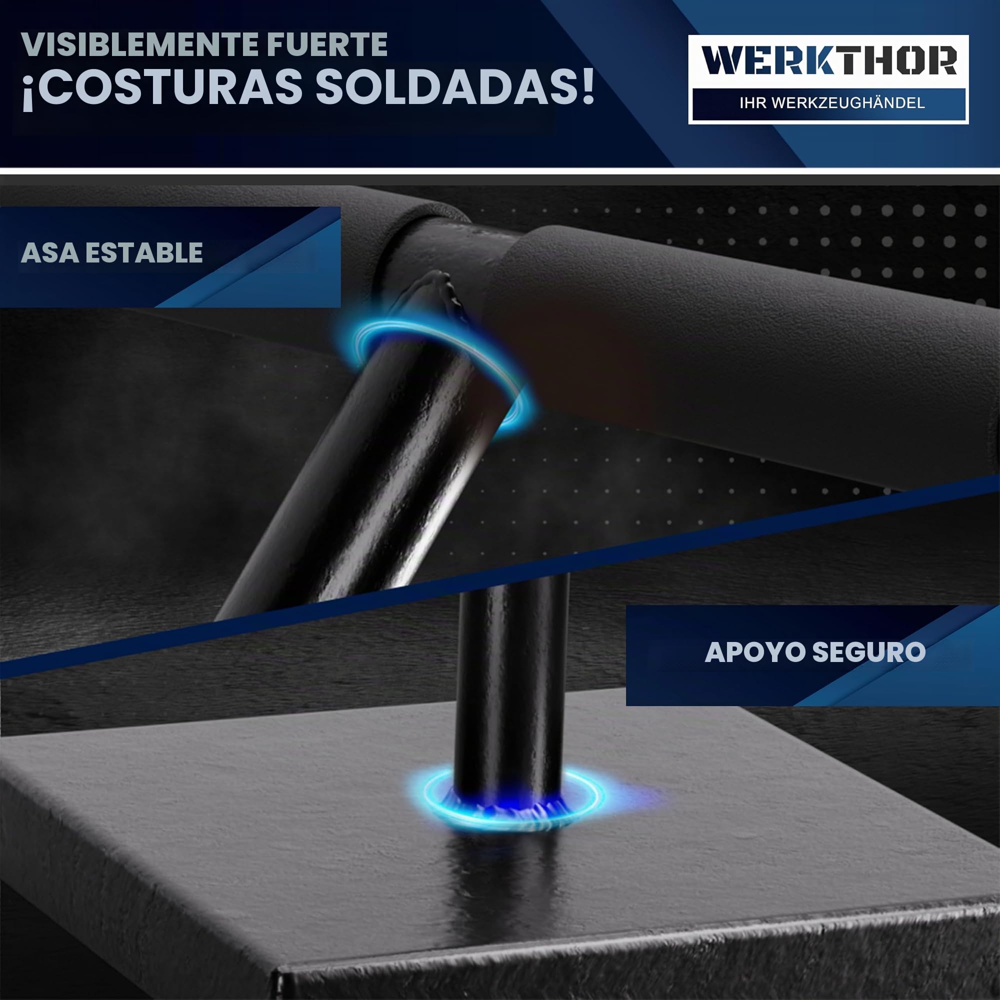 WERKTHOR Compactadora de Tierra manual de 11,5 kg de acero – Compactador de suelo con placa de 20 x 20 cm y mango T de 83 cm – Herramienta para compactar tierra, asfalto y grava