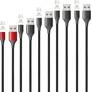 NetDot Gen 10 Magnetic Charging Cable, Fast Charging, Compatible with USB-C and Micro USB Phones, 10 Tips Included (5 Pack,1ft/3.3ft/5ft/6.6ft/6.6ft)