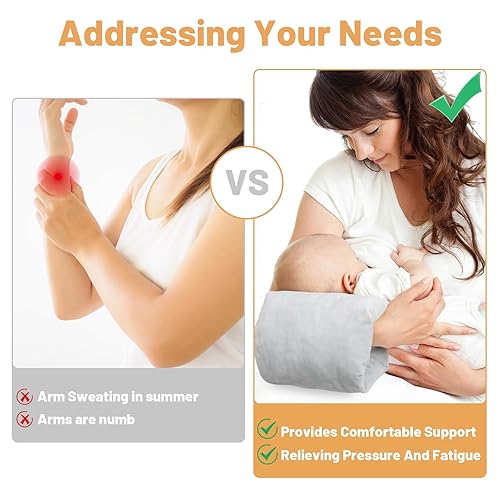 Miniatura 5 de KAKIBLIN Almohada de brazo de lactancia para bebé, almohada de lactancia materna para bebés recién nacidos, portátil y lavable, almohada ergonómica