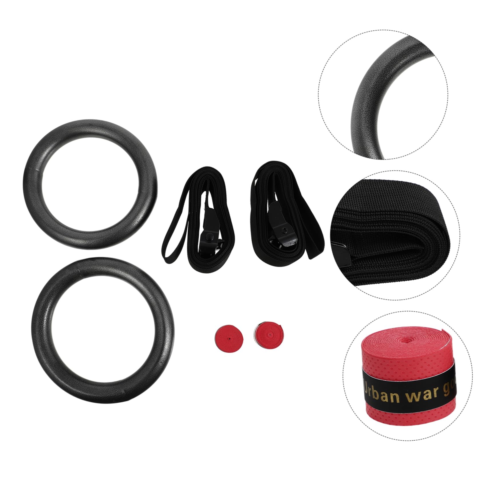 GALPADA 2Pcs Home Gymnastics Rings Set Exercise Rings with Durable Straps for Bodyweight Training and Full Body Workouts