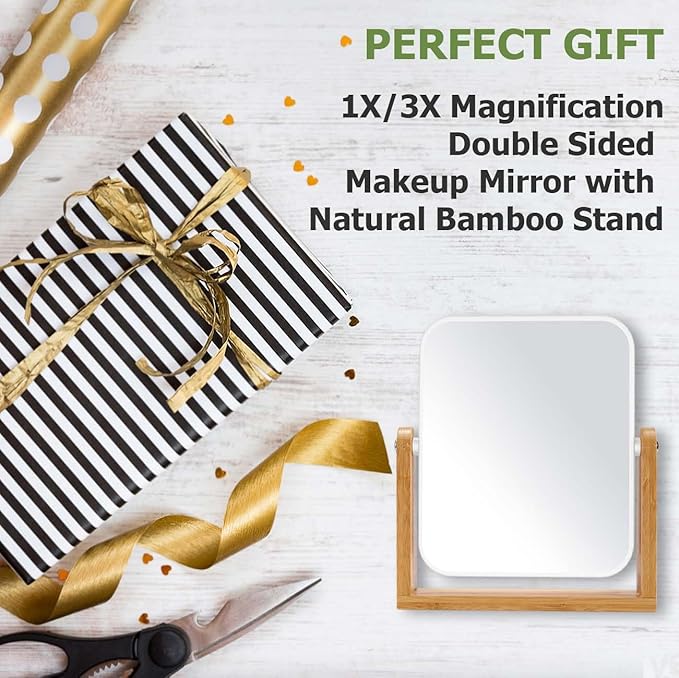 Espejo de Maquillaje LFOYOU con Soporte de Bambú, 8 Pulgadas miniatura 7