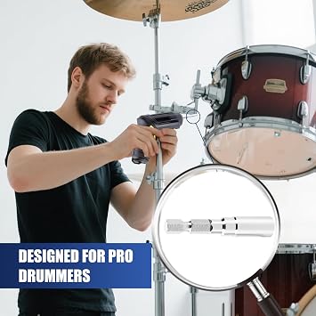 Drum Key Set 3pcs 2 Drill-Style Drum Tuning Keys & 1 Z-Type Manual Tuner, Percussion Accessories for 1/4 Drum Tension Rods with Storage Bag