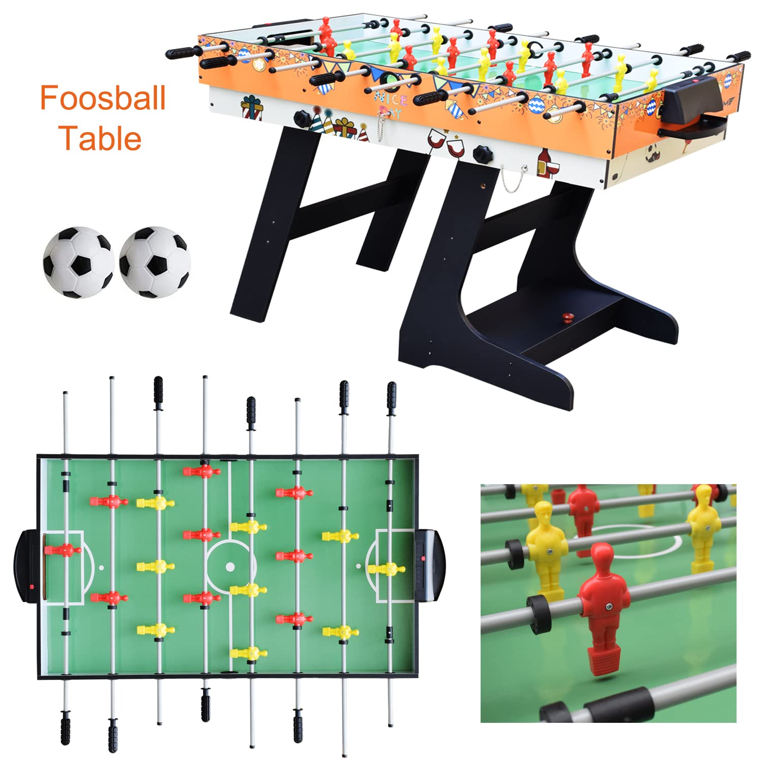 OYE Table Multiple Jeux 4 en 1 Pliante-Billard, Tennis de Table, Babyfoot, Hockey