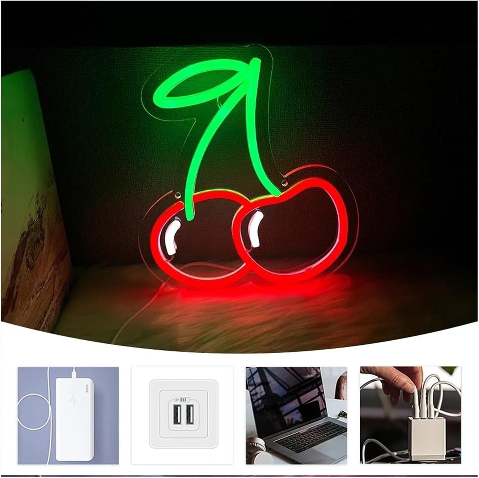 LED Lampada al neon Lampada al per neon con atmosfera rilassante e ciliegia, ideale per decorazioni murali in camera da letto