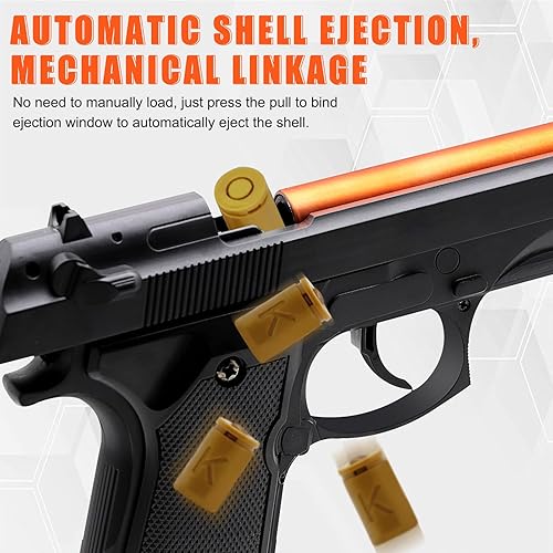 Miniatura 3 de Pistola de juguete automática de expulsión de carcasa Rango de 26 a 32 pies, 2 modos (disparo y Fidget) con 2 cargadores, 18 carcasas, 120 balas de