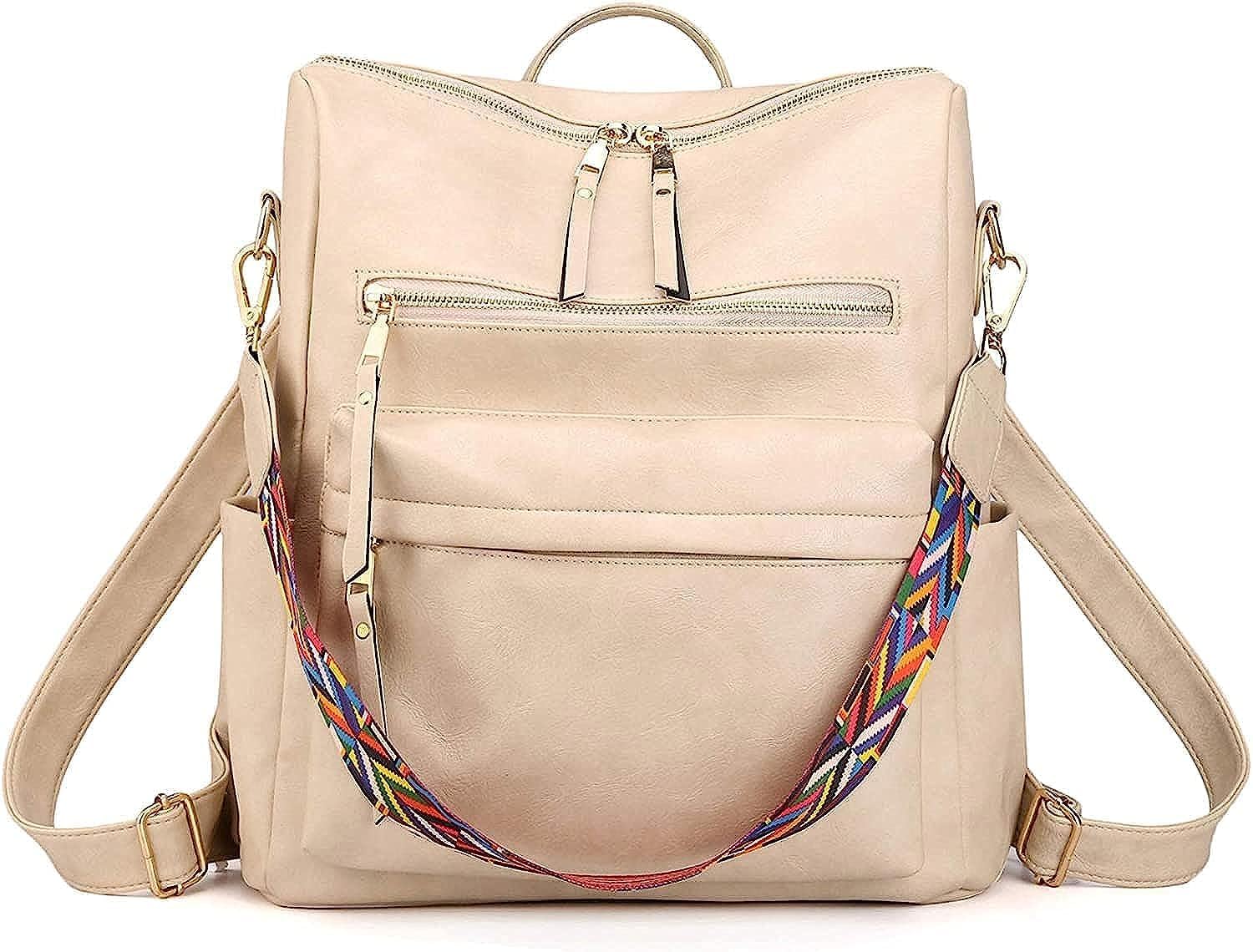 Cosirale Womens Fashion Backpack convertible Multipurpose Design Handbags and Shoulder Bag PU Leather With removable Printed Strap (Black) (B0CL57F7ZW) Amazon Price History, Amazon Price Tracker