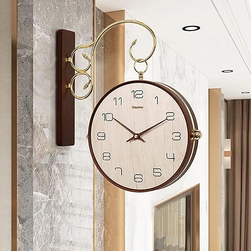 Miniatura 6 de OYhmc Reloj de pared - Reloj de pared de madera de 11 pulgadas - Reloj de pared de doble cara para decoración de interiores, reloj de pared de