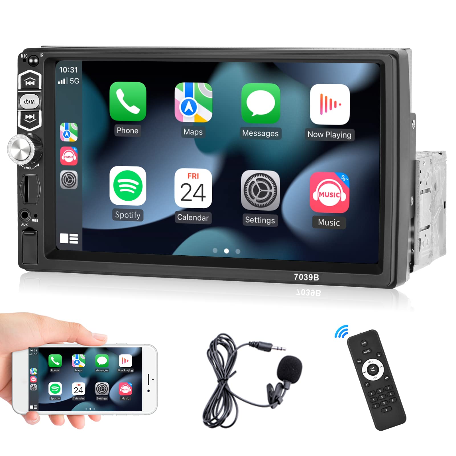 Buy Hodozzy 1 Din Car Radio with Carplay/Android Auto, 7 Inch HD