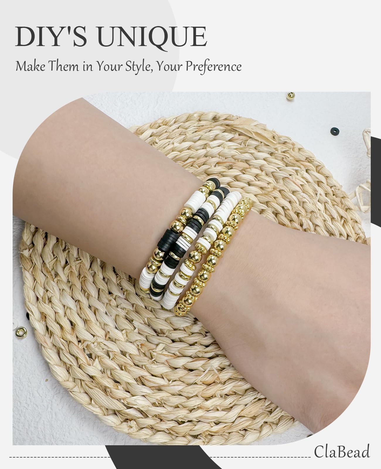 ClaBead Bracelet Making Kit for Boys 3200Pcs, Clay Beads Bracelet Kit with Gold Beads and Gold Flower, Swift Friendship Beads Bracelet Kit for Bracelets Making 4