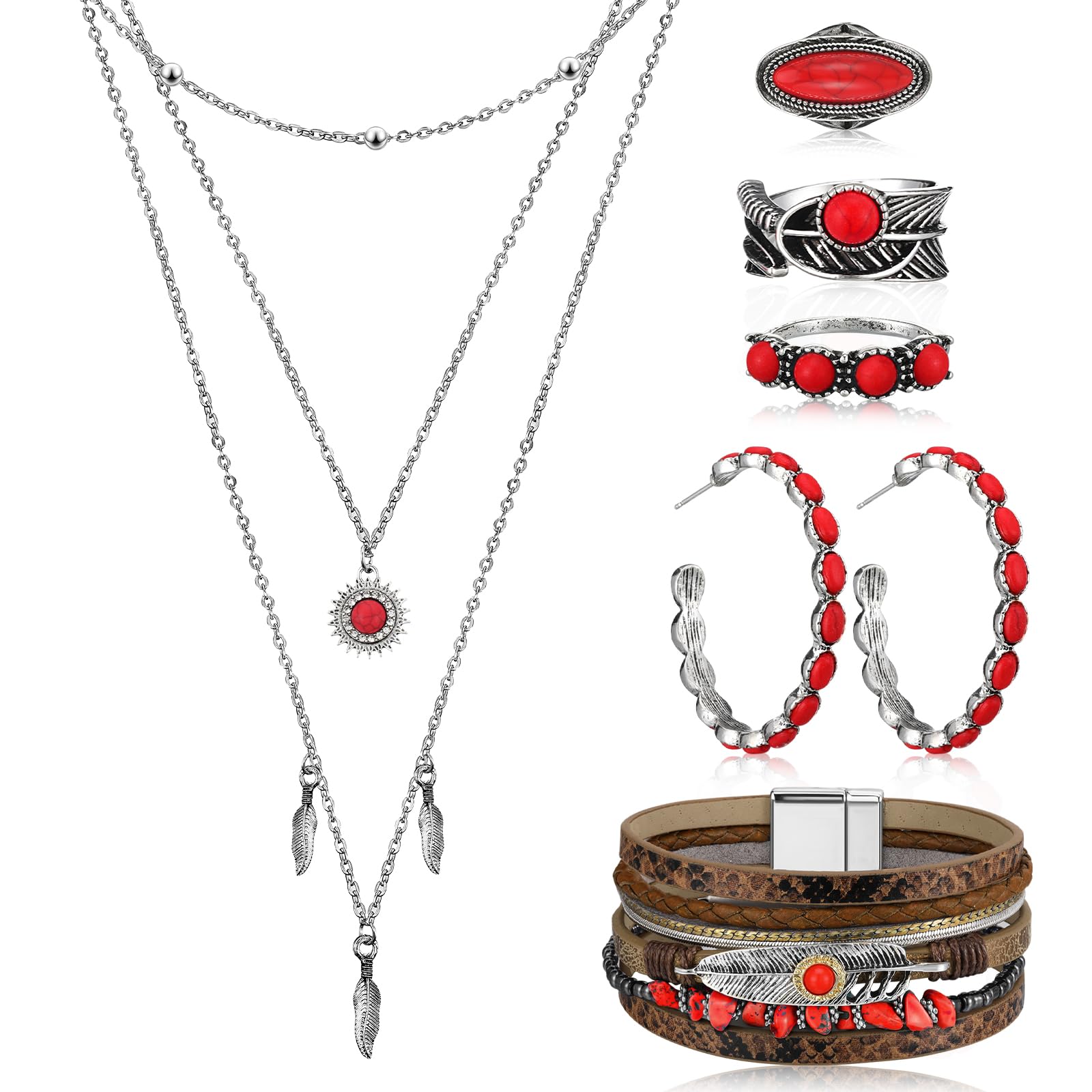Ecally Western Turquoise Jewelry Set for Women