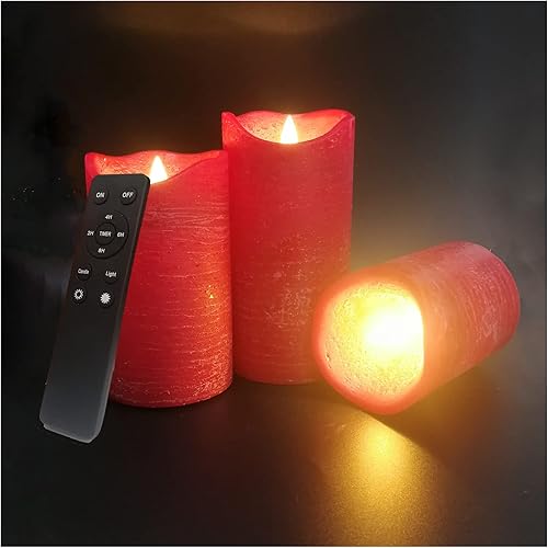 iZAN - Juego de 3 velas sin llama de cera real, con pilas, LED, pilar parpadeante, velas eléctricas realistas, con control remoto y temporizador de