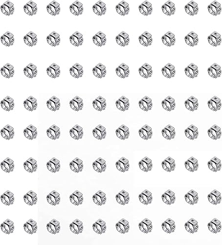 Paquete de 40 abrazaderas de manguera de oreja simple de 0.276 in-0.343 in, abrazaderas de cincha PEX, abrazaderas de manguera de crimpado de acero